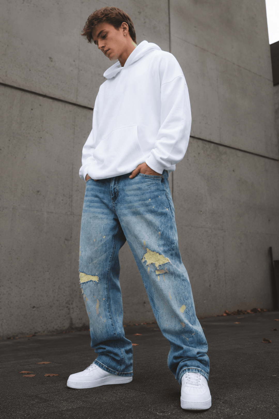 Legacy Paint Drip Relaxed Fit Denim (Vintage Wash) (M8823D) - Zamage