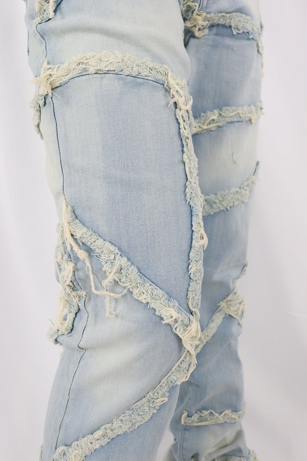 Lined Up Distressed Stacked Denim (Tint) (T4112) - Zamage