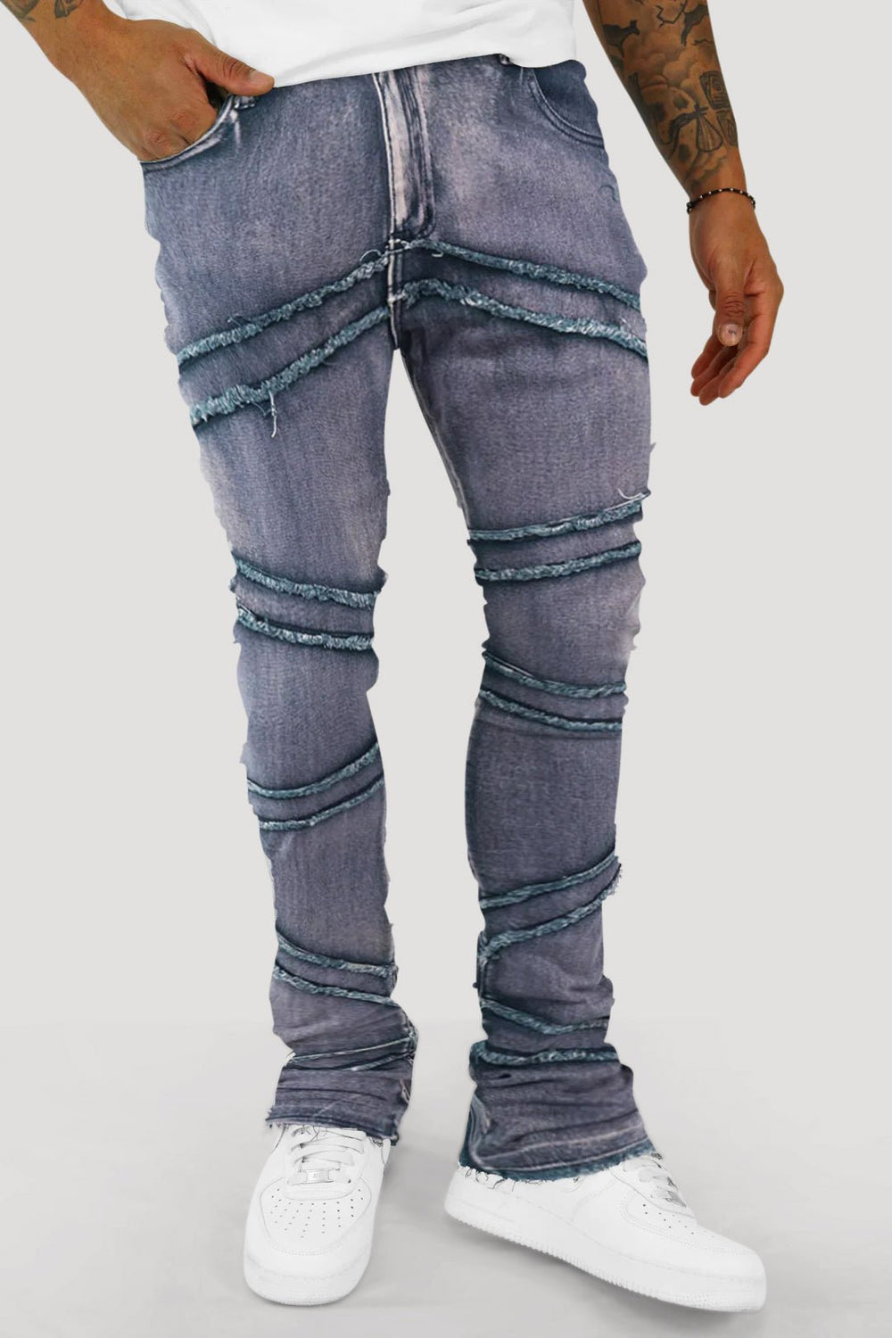 Loading Up Stacked Denim (Lavender) - Zamage