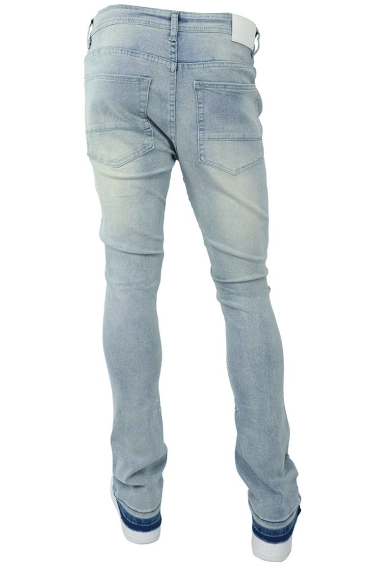 Loyalty Over Everything Stacked Denim (Bleach Wash) - Zamage