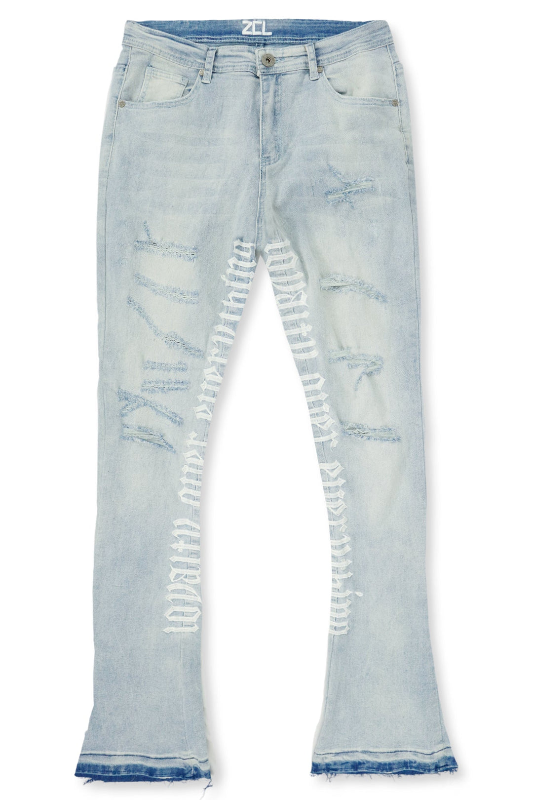 Loyalty Over Everything Stacked Denim (Bleach Wash) - Zamage