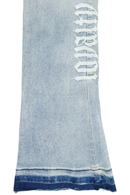 Loyalty Over Everything Stacked Denim (Bleach Wash) - Zamage