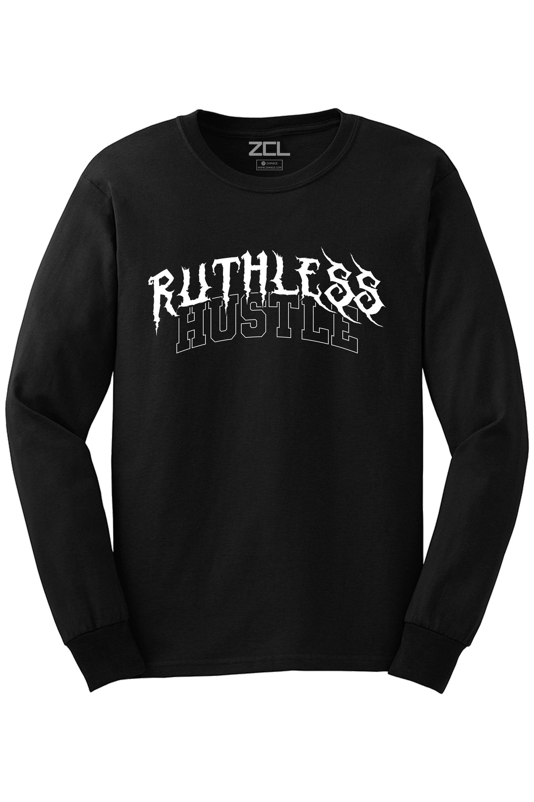 Ruthless Hustle Long Sleeve Tee (White Logo) - Zamage
