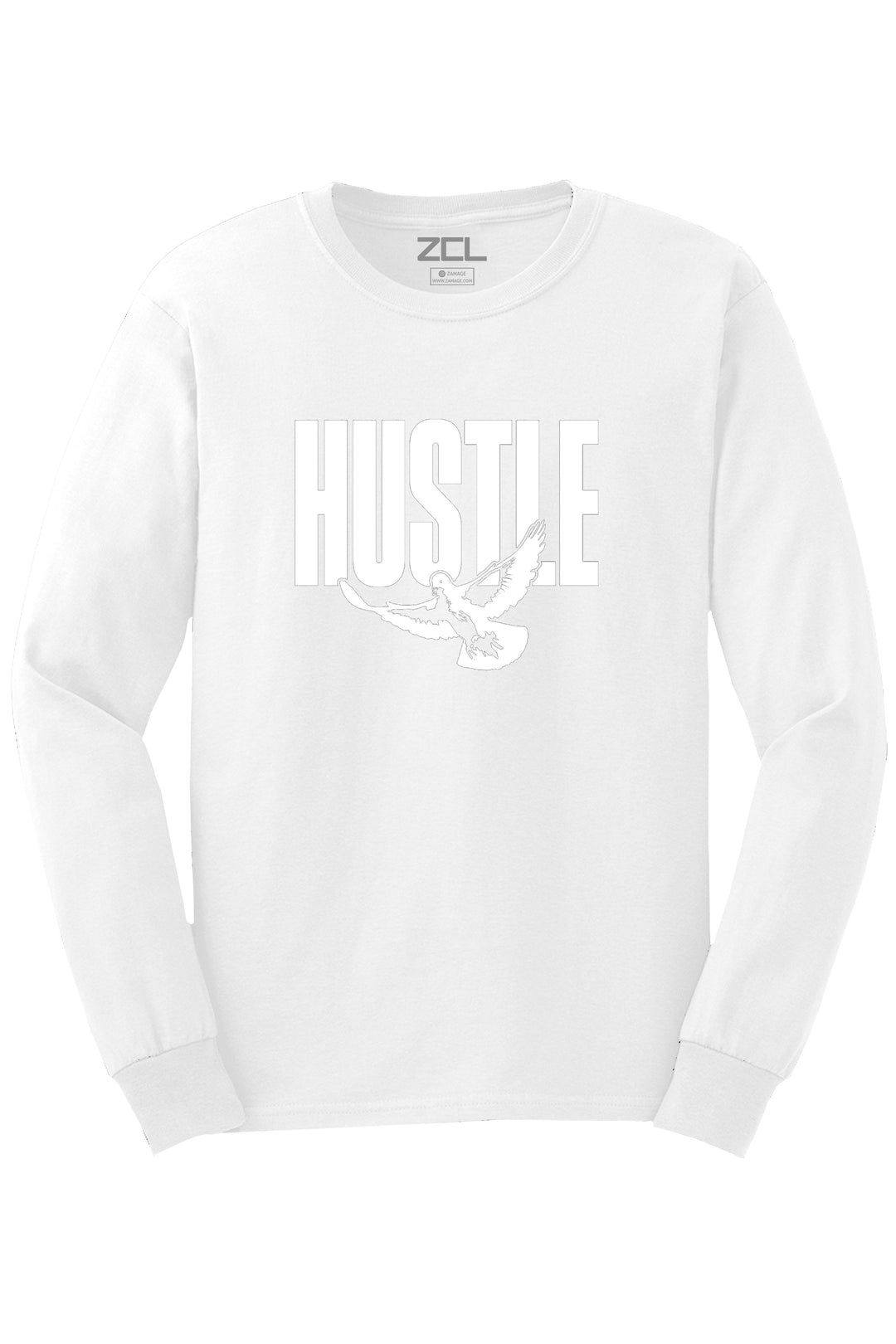 Hustle Dove Long Sleeve Tee (White Logo) - Zamage