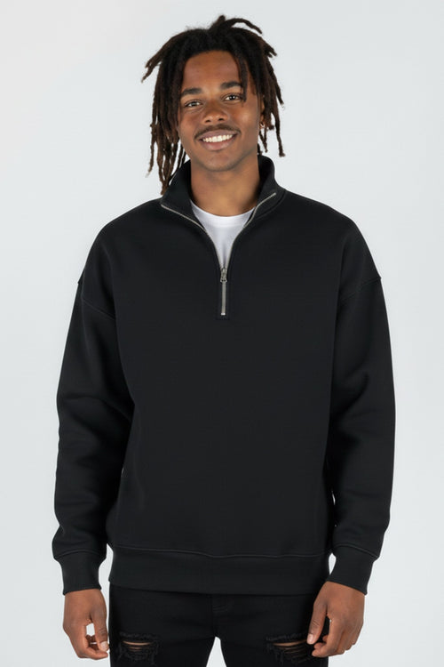 Luxe Quarter Zip Sweatshirt (Black) - Zamage