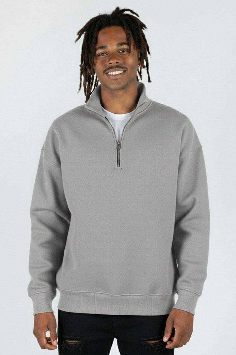 Luxe Quarter Zip Sweatshirt (Grey) - Zamage