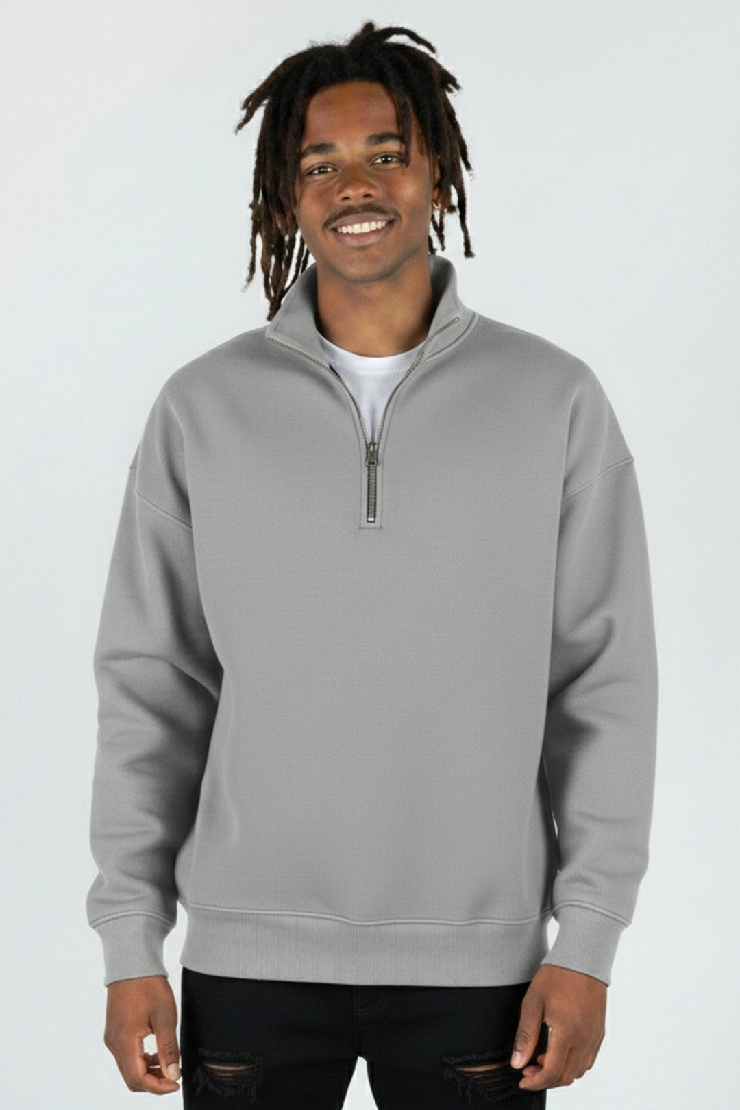 Luxe Quarter Zip Sweatshirt (Grey) - Zamage