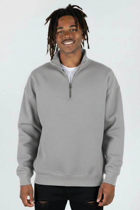 Luxe Quarter Zip Sweatshirt (Grey) - Zamage