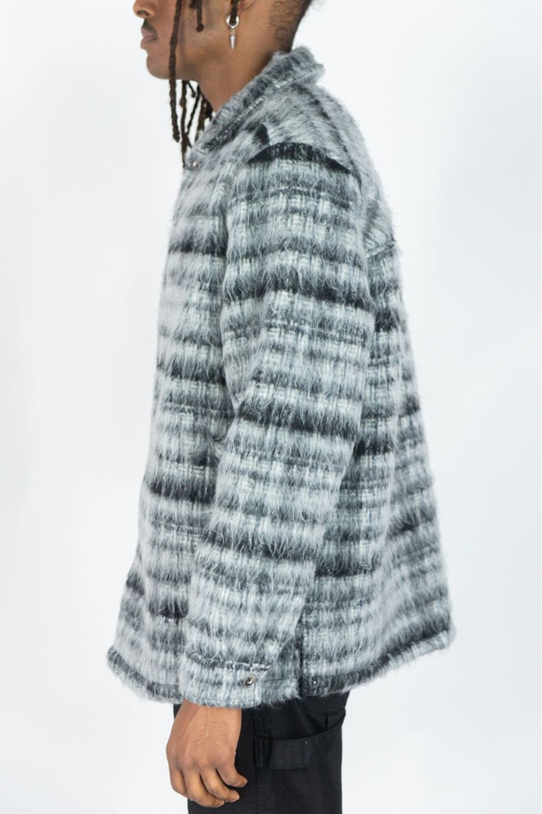 Mohair Flannel Shacket (Black) - Zamage