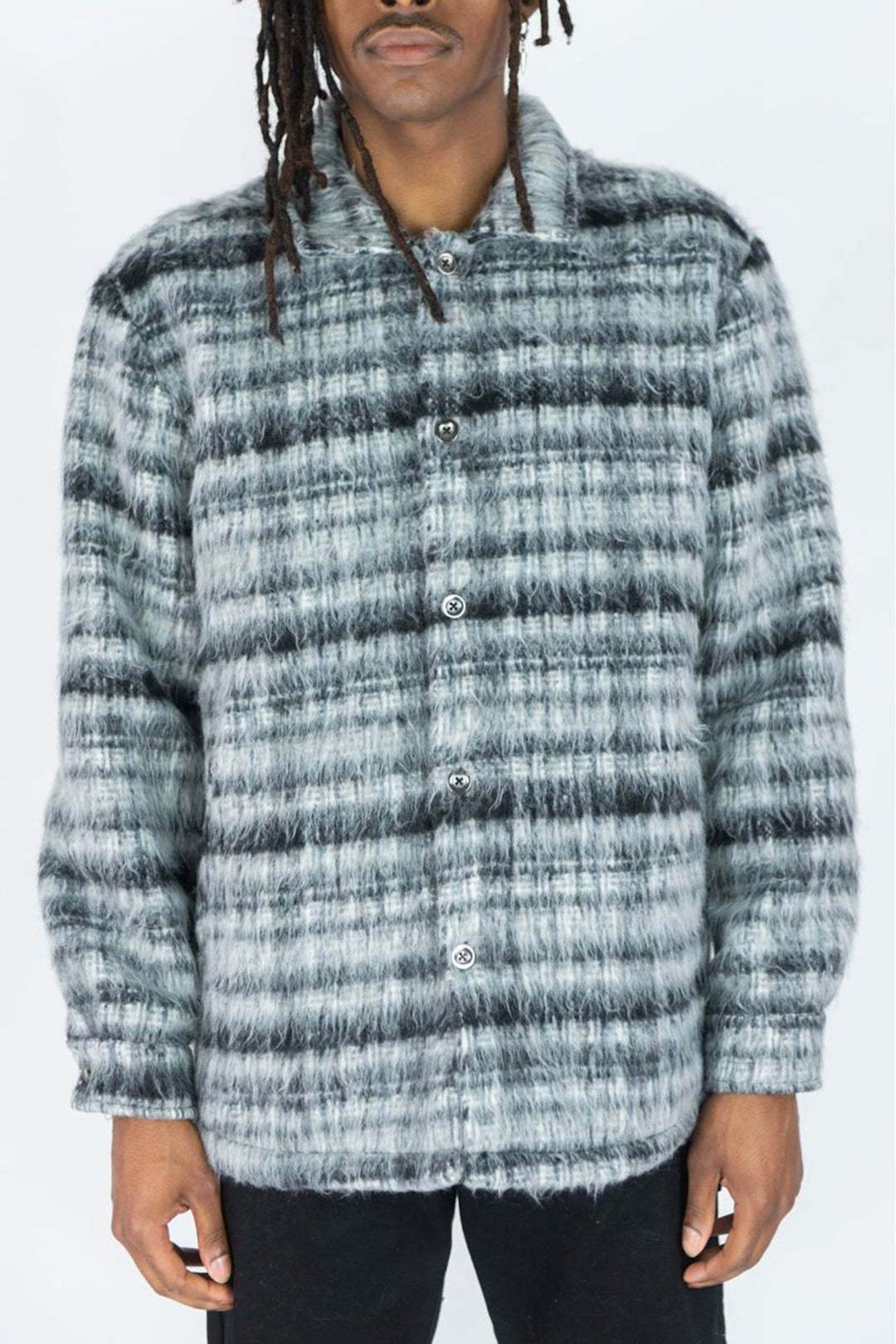 Mohair Flannel Shacket (Black) - Zamage