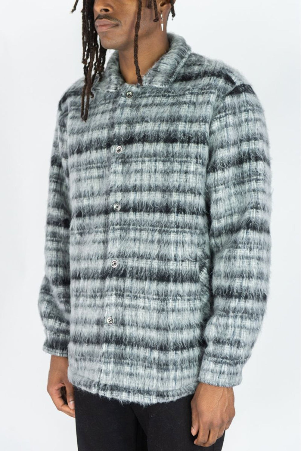 Mohair Flannel Shacket (Black) - Zamage