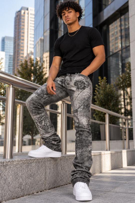 Offcut Stacked Jeans (Antique Grey Wash)