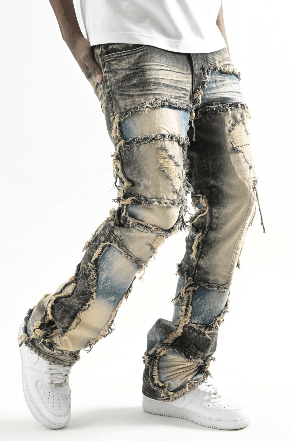Multi Washed Pannel Stacked Denim (Vintage) (T4106) - Zamage