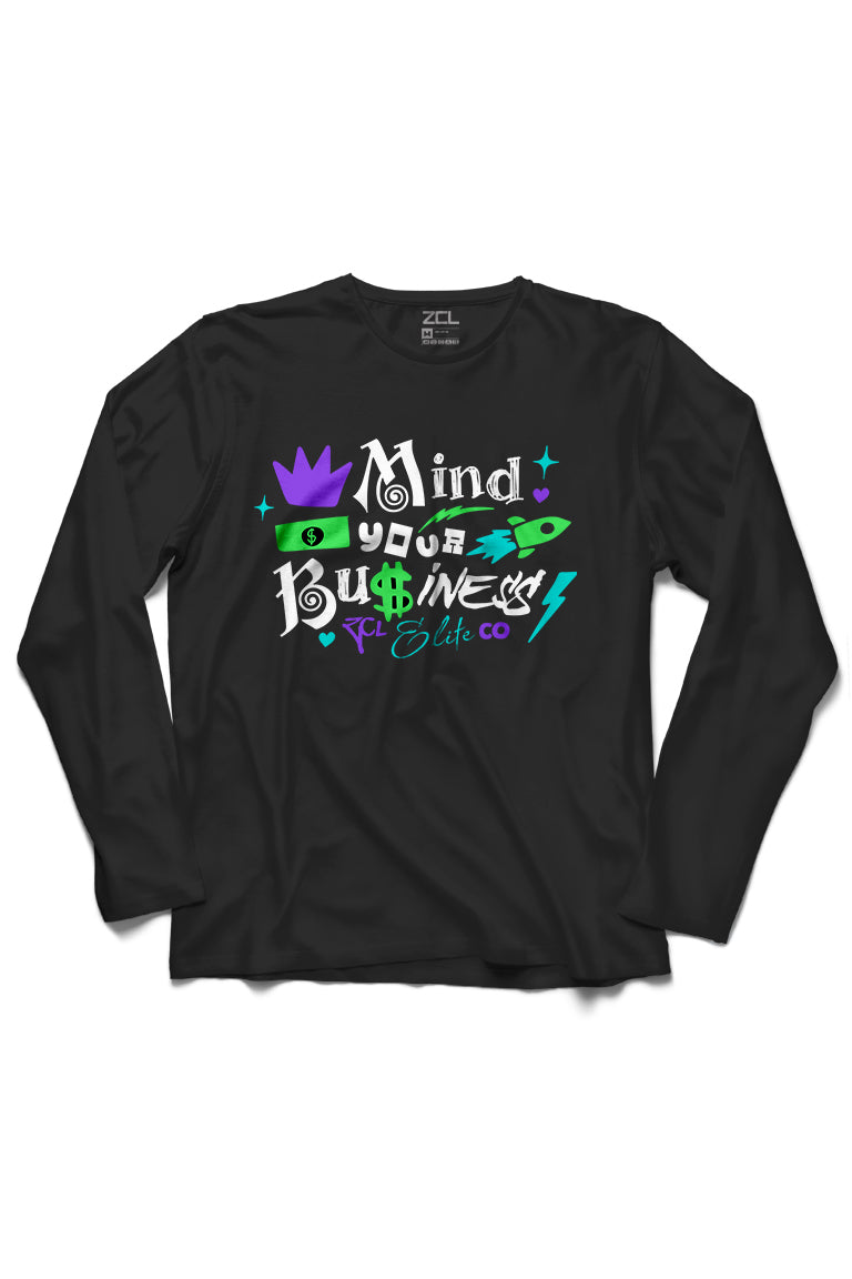 Mind Your Business Long Sleeve Tee (Multi Color Logo) - Zamage