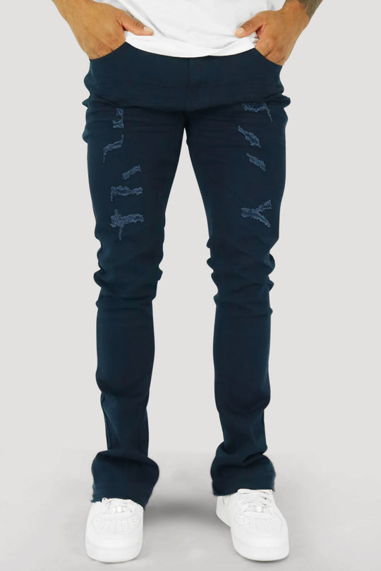 Vortex Ripped Stacked Denim (Navy)