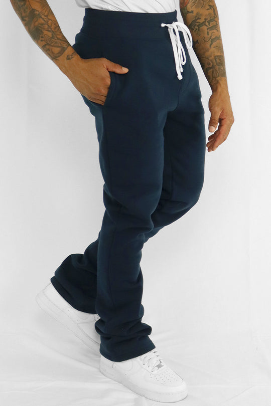 Fleece Stacked Fit Pant (Navy) - Zamage