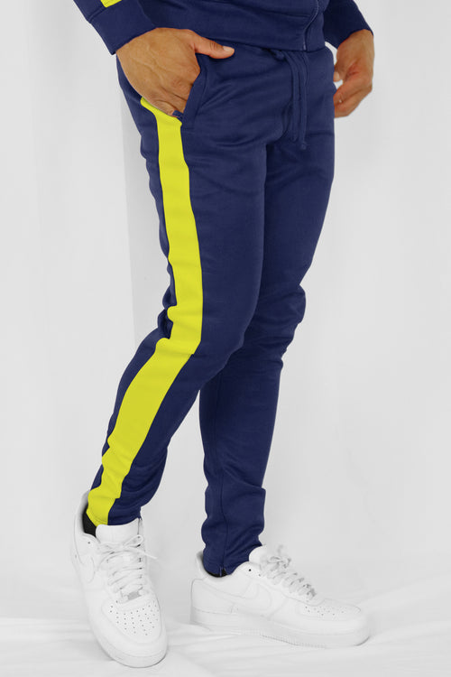 Premium Side Stripe Zip Pocket Track Pants (Kelly Green - White