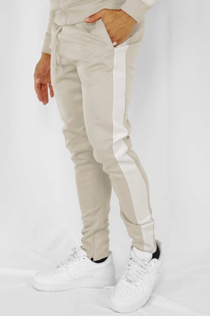 Solid One Stripe Track Pants (Oatmeal) (100-402)