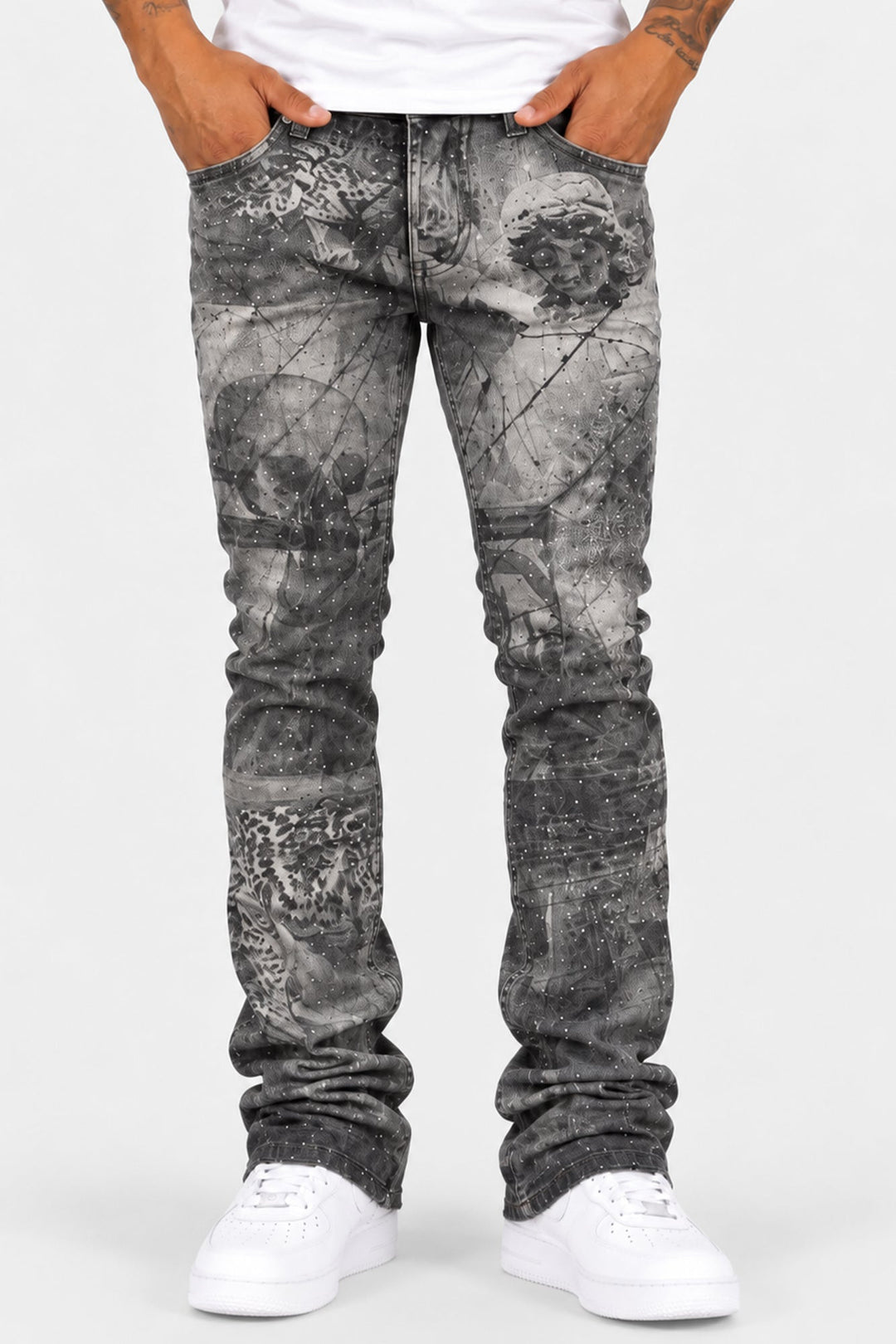 Offcut Stacked Jeans (Antique Grey Wash) - Zamage
