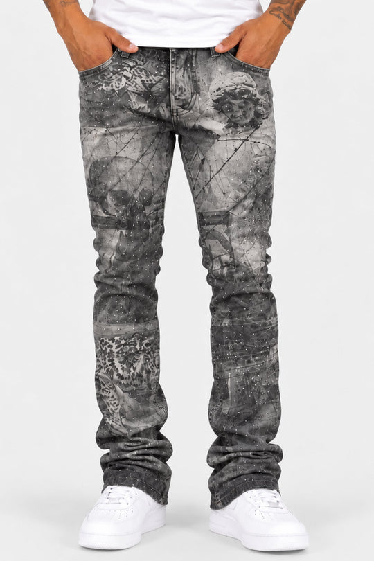 Offcut Stacked Jeans (Antique Grey Wash) - Zamage