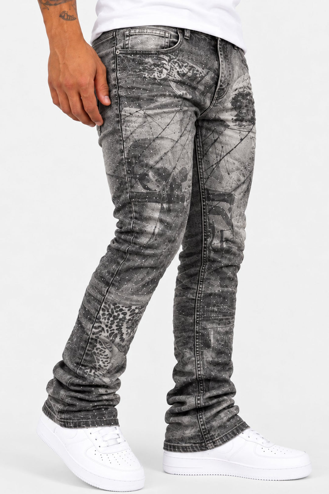 Offcut Stacked Jeans (Antique Grey Wash) - Zamage