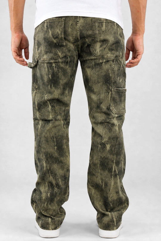 Carpenter Washed Relaxed Fit Denim (Olive Tie Dye) (M8825D)