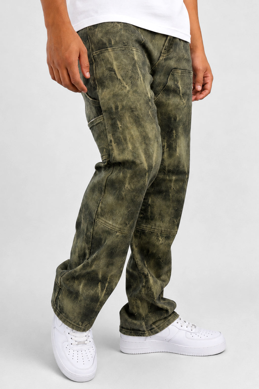Carpenter Washed Relaxed Fit Denim (Olive Tie Dye) (M8825D)