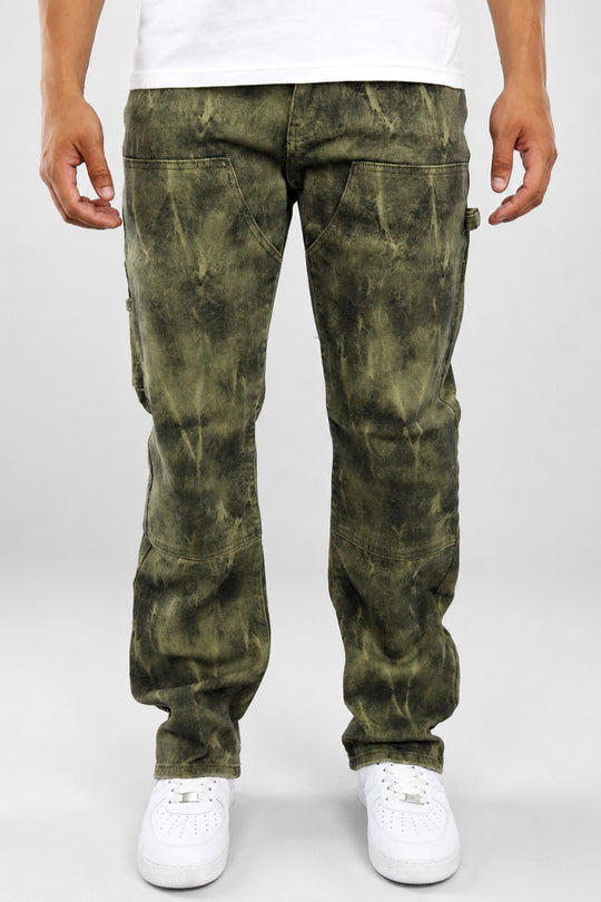 Carpenter Washed Relaxed Fit Denim (Olive Tie Dye) (M8825D)