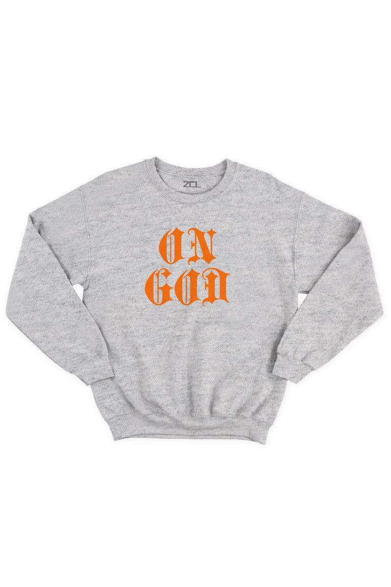 On God Crewneck Sweatshirt (Orange Logo) - Zamage
