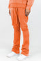 Acid Washed Fleece Stacked Pant (Orange)