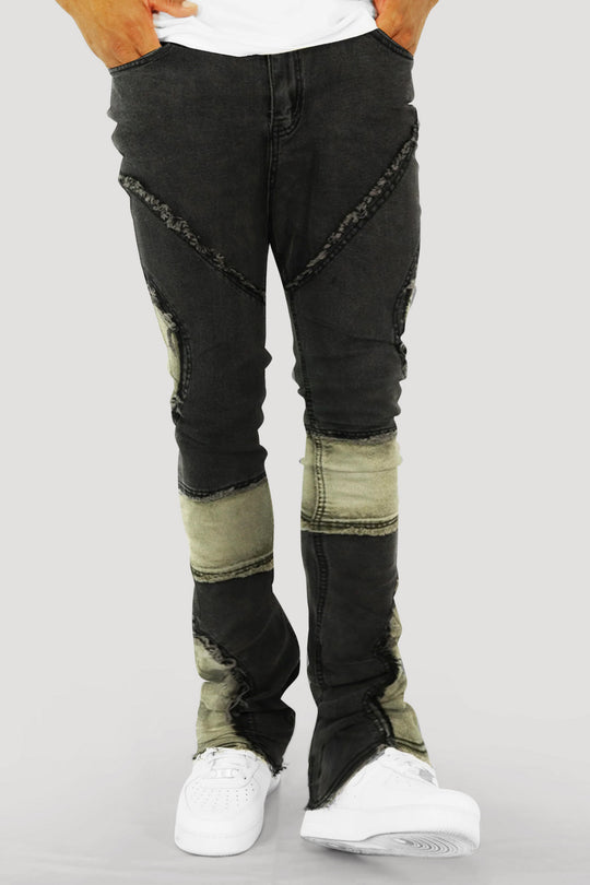 Dual Shade Stacked Denim (Black-Grey)