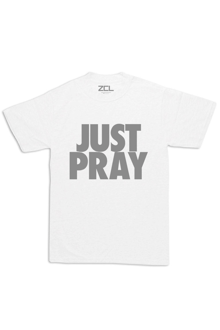 Oversized Just Pray Tee (Grey Logo) - Zamage