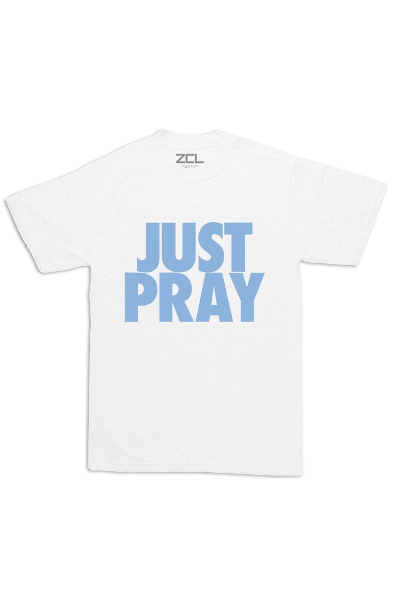 Oversized Just Pray Tee (Powder Blue Logo) - Zamage