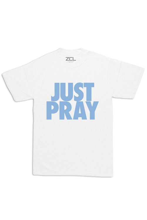 Oversized Just Pray Tee (Powder Blue Logo) - Zamage