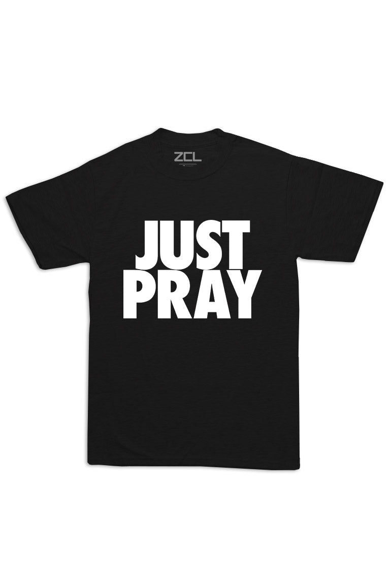 Oversized Just Pray Tee (White Logo) - Zamage