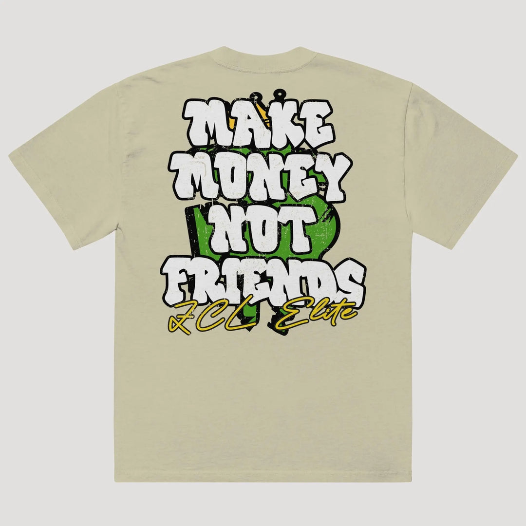 Oversized Make Money Not Friends Tee (Multi Color Logo) - Zamage