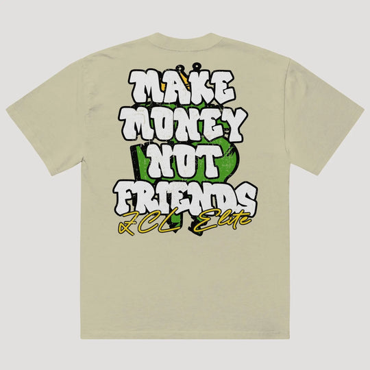 Oversized Make Money Not Friends Tee (Multi Color Logo) - Zamage