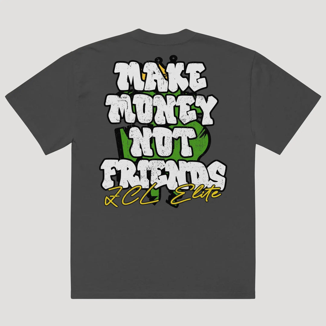 Oversized Make Money Not Friends Tee (Multi Color Logo) - Zamage