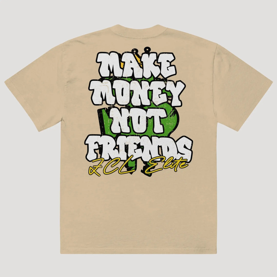 Oversized Make Money Not Friends Tee (Multi Color Logo) - Zamage