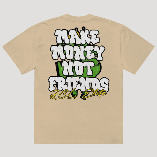 Oversized Make Money Not Friends Tee (Multi Color Logo) - Zamage