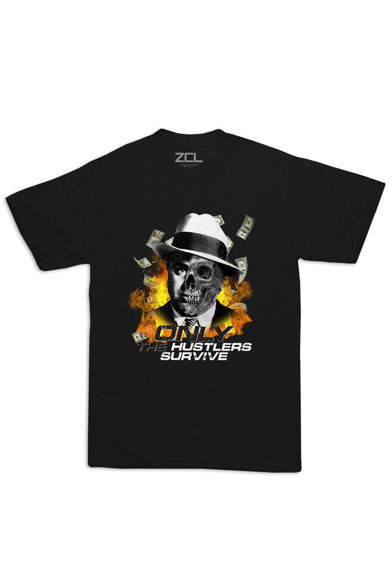 Oversized Only The Hustlers Survive Tee (Multi Color Logo) - Zamage