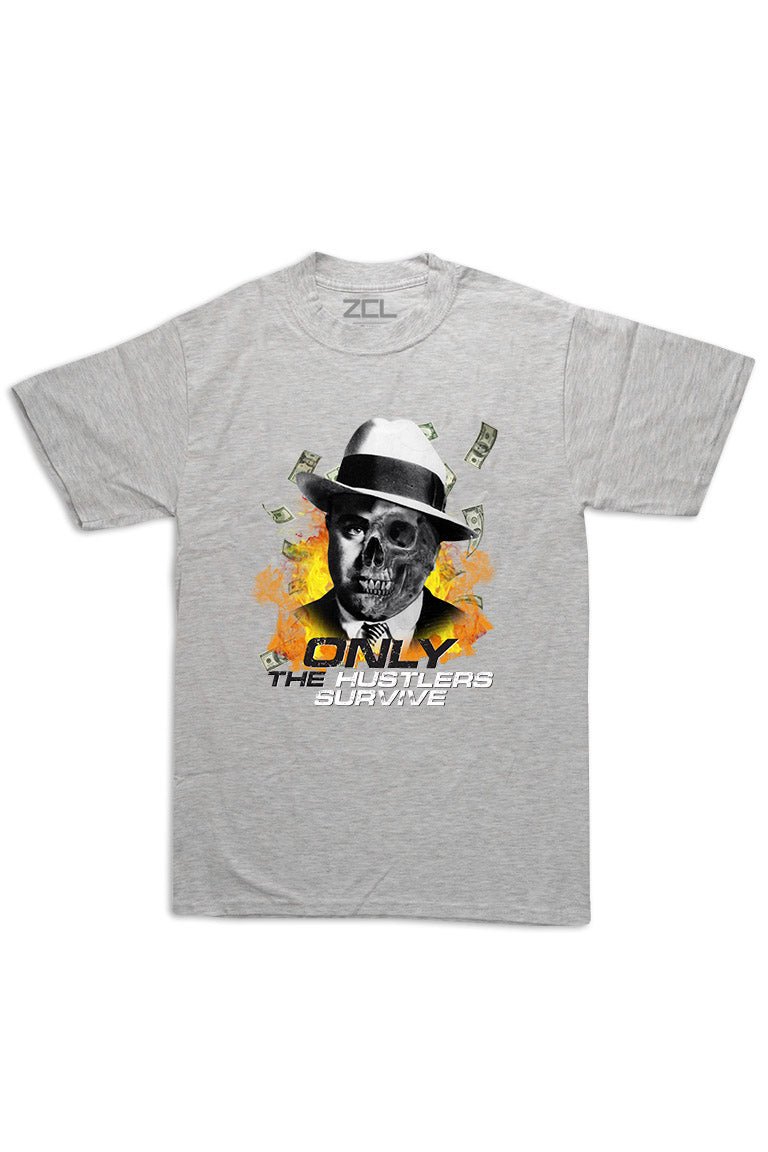 Oversized Only The Hustlers Survive Tee (Multi Color Logo) - Zamage