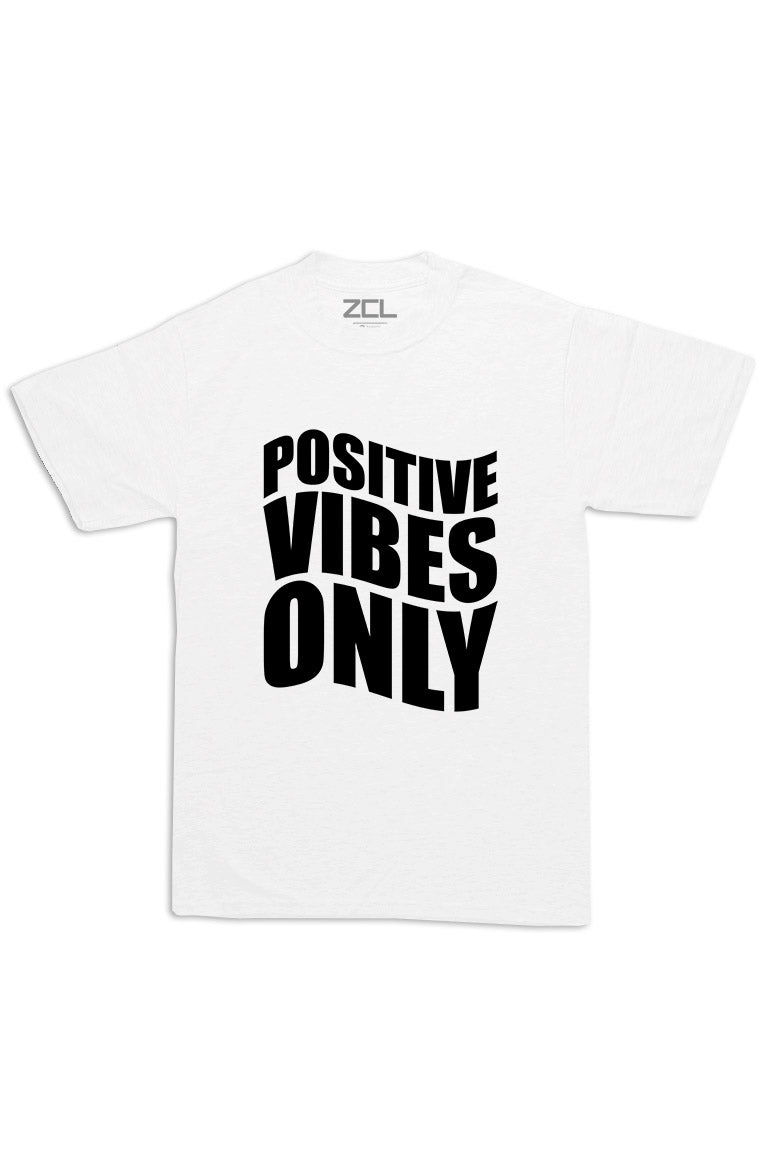 Oversized Positive Vibes Only Tee (Black Logo) - Zamage