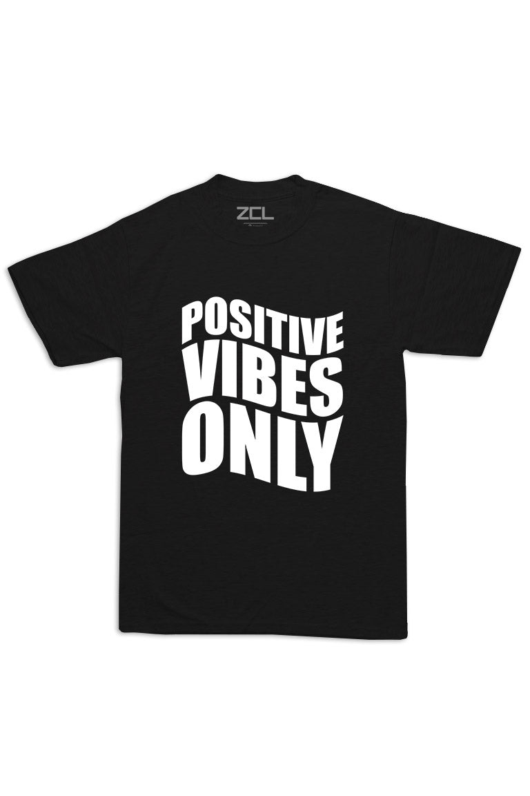 Oversized Positive Vibes Only Tee (White Logo) - Zamage