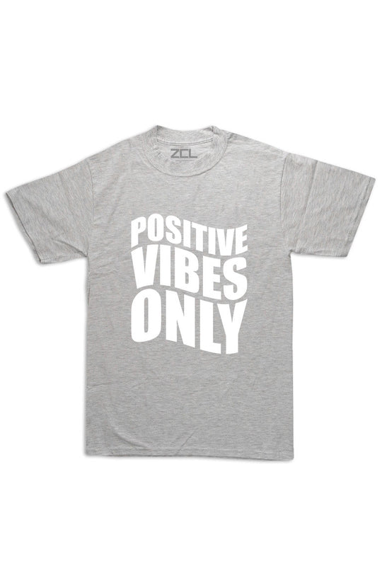 Oversized Positive Vibes Only Tee (White Logo) - Zamage