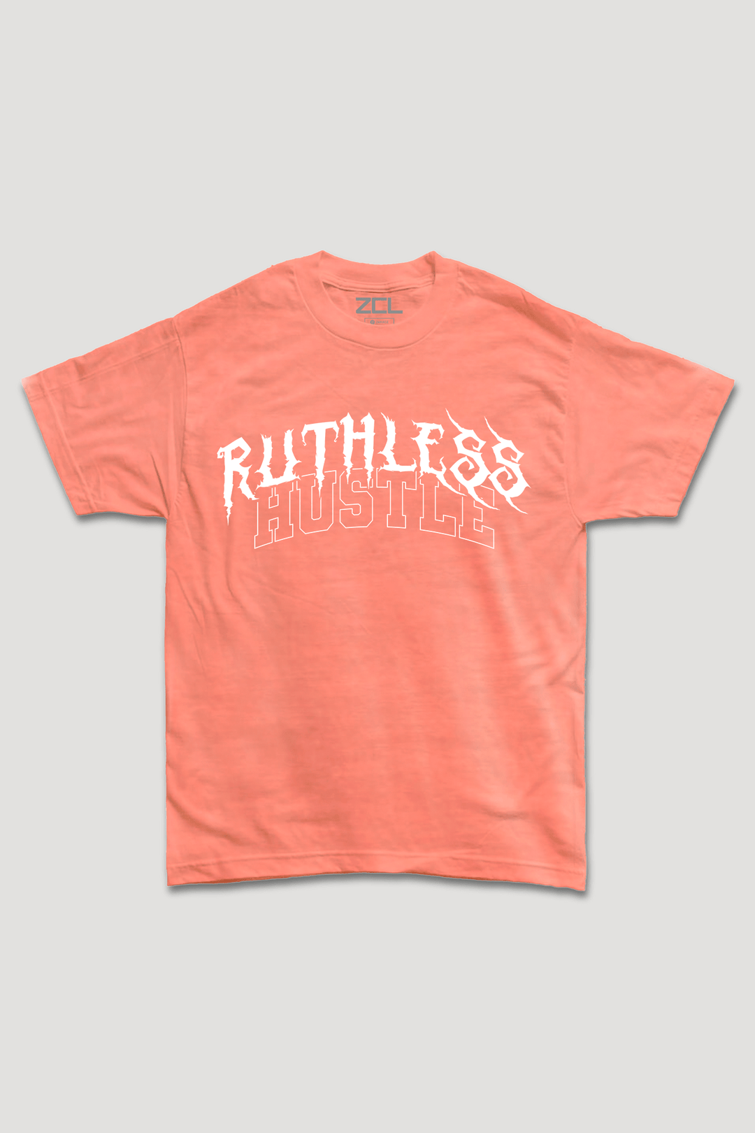 Oversized Ruthless Hustle Faded Wash Tee (White Logo) - Zamage