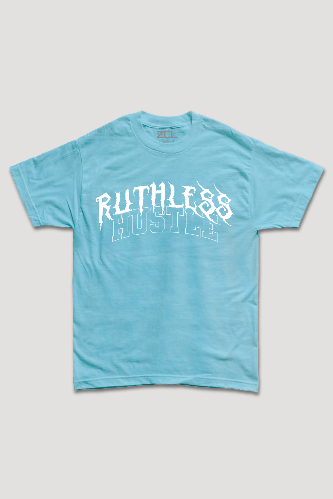 Oversized Ruthless Hustle Faded Wash Tee (White Logo) - Zamage