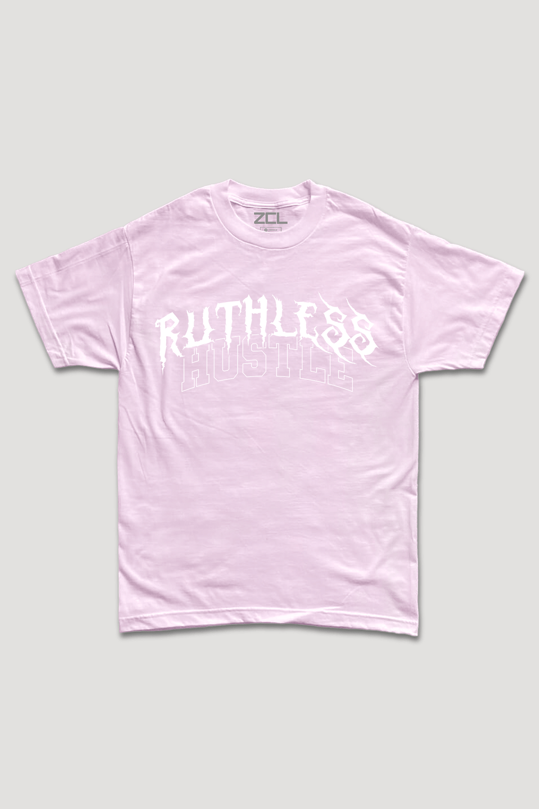 Oversized Ruthless Hustle Faded Wash Tee (White Logo) - Zamage