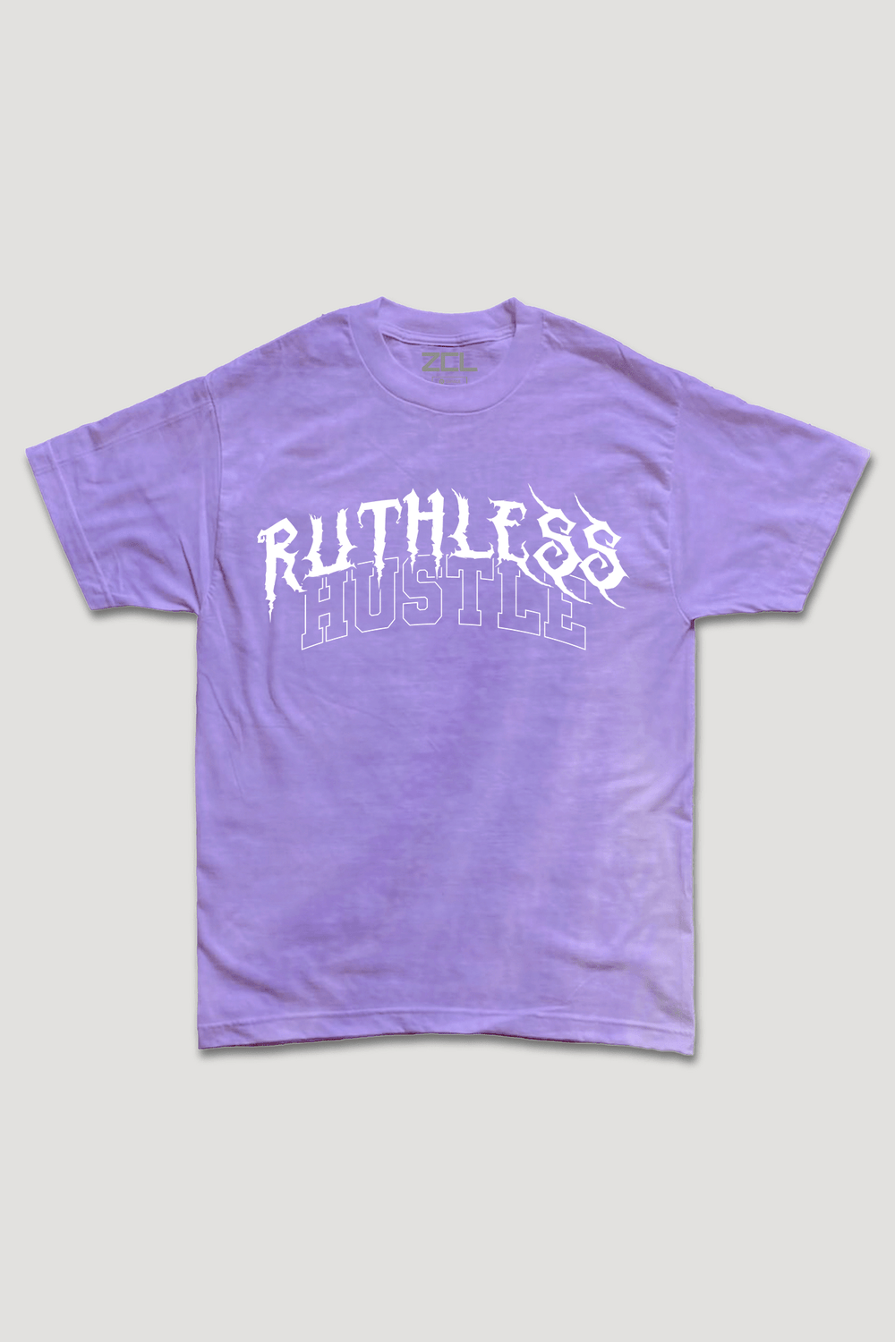 Oversized Ruthless Hustle Faded Wash Tee (White Logo) - Zamage