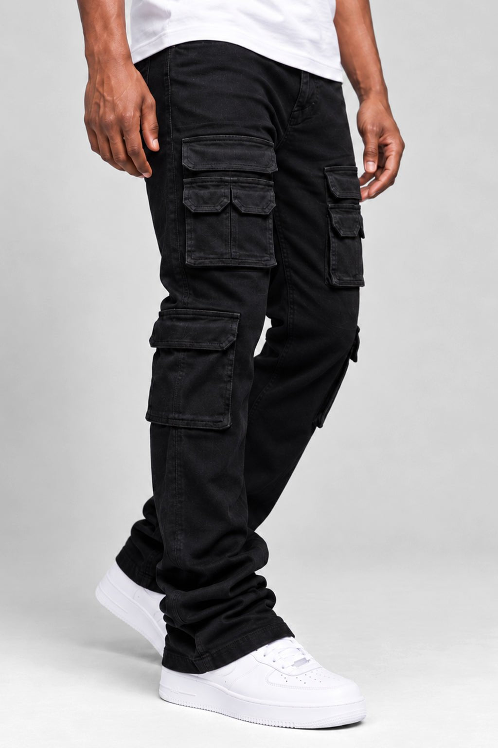 Oxford Cargo Stacked Denim (Jet Black) - Zamage